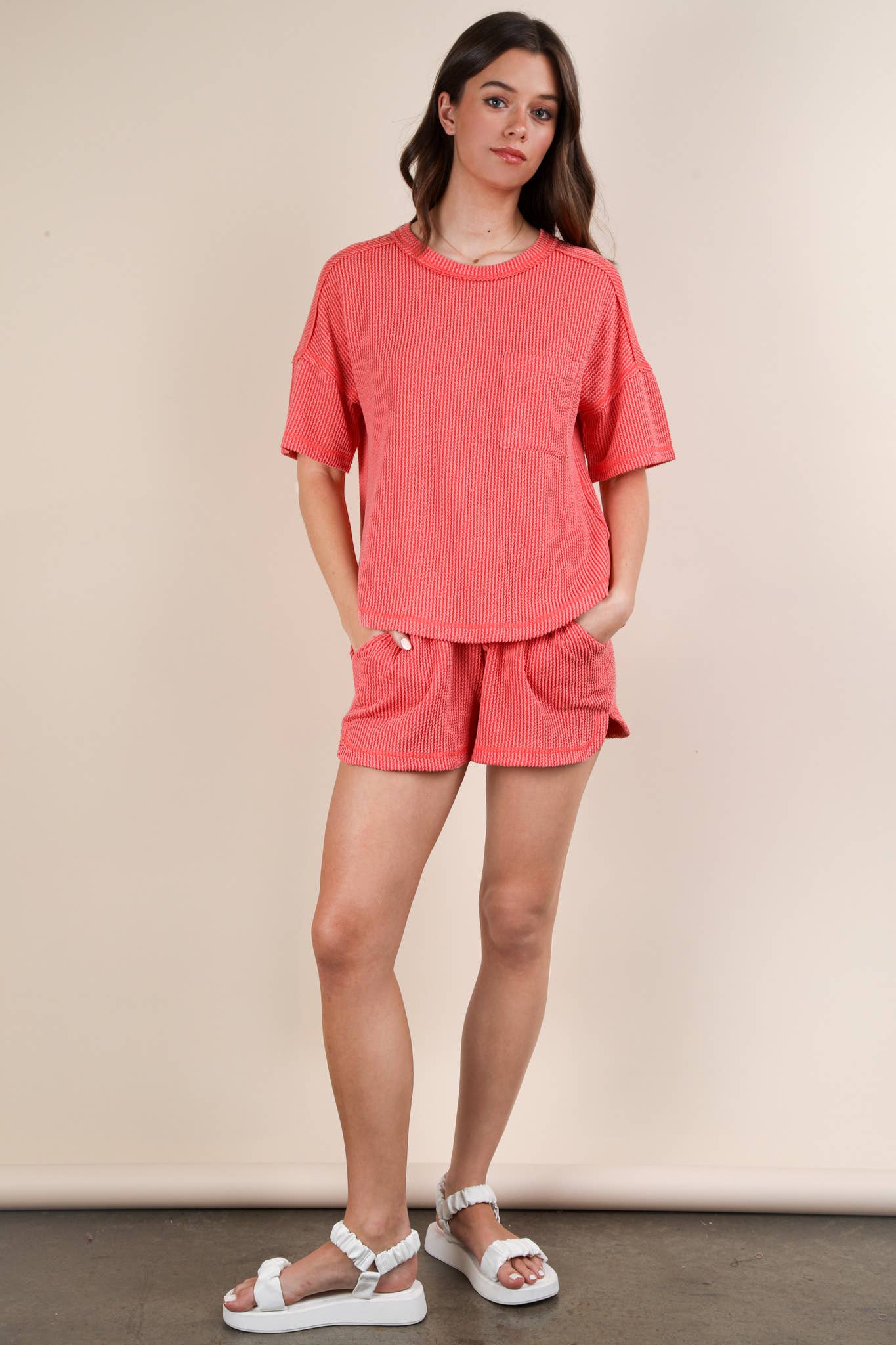 Jiana Comfort Set - Coral - Rose & Olivia Boutique