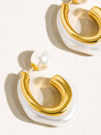 Kinsley 18K Gold Classic Pearl C Hoop Earring - Rose & Olivia Boutique