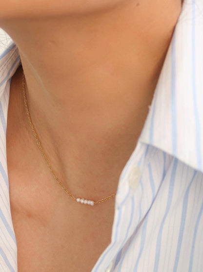 Leilani 18K Non - Tarnish Petite Pearl Choker - Rose & Olivia Boutique