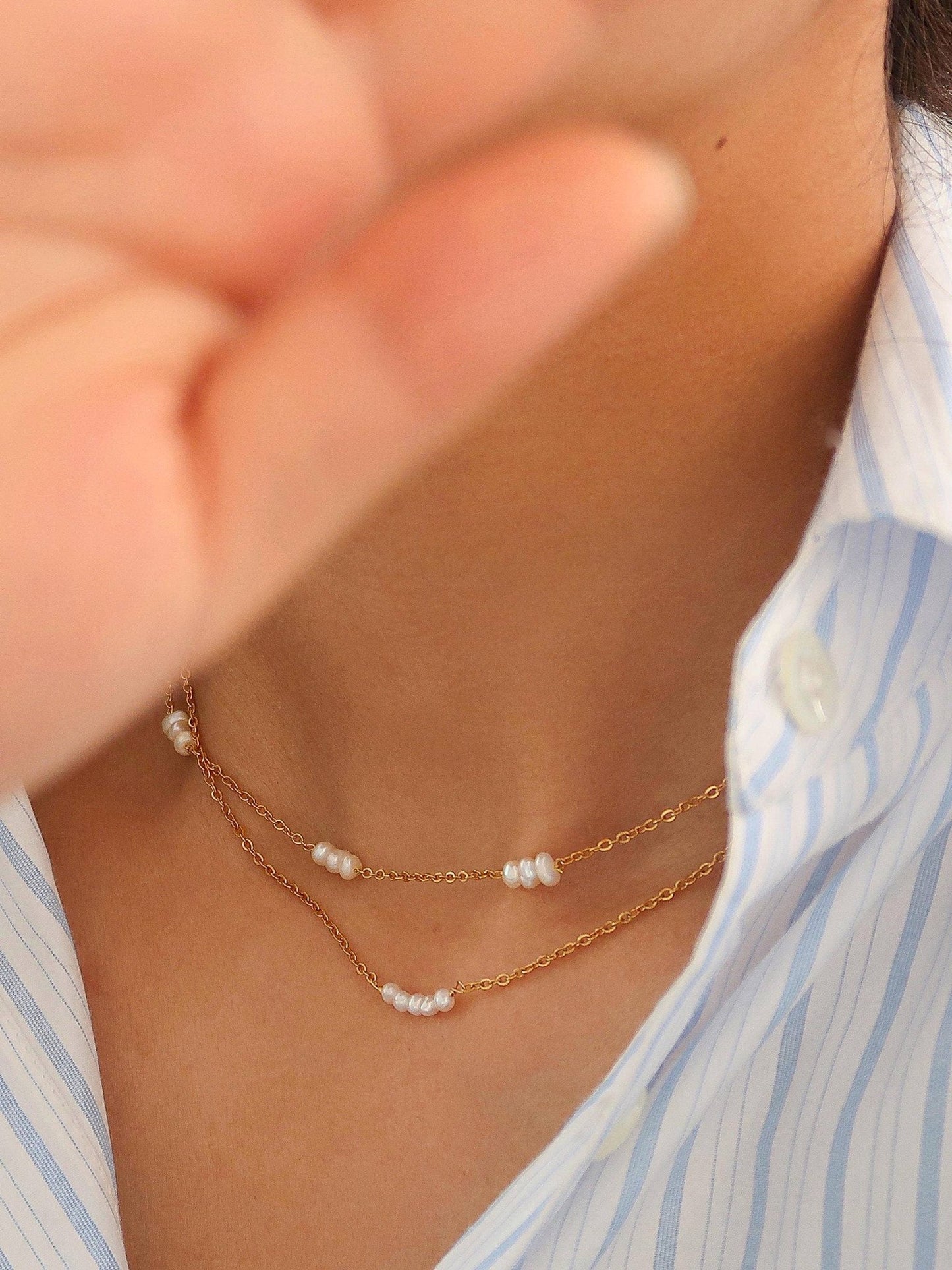 Leilani 18K Non - Tarnish Petite Pearl Choker - Rose & Olivia Boutique