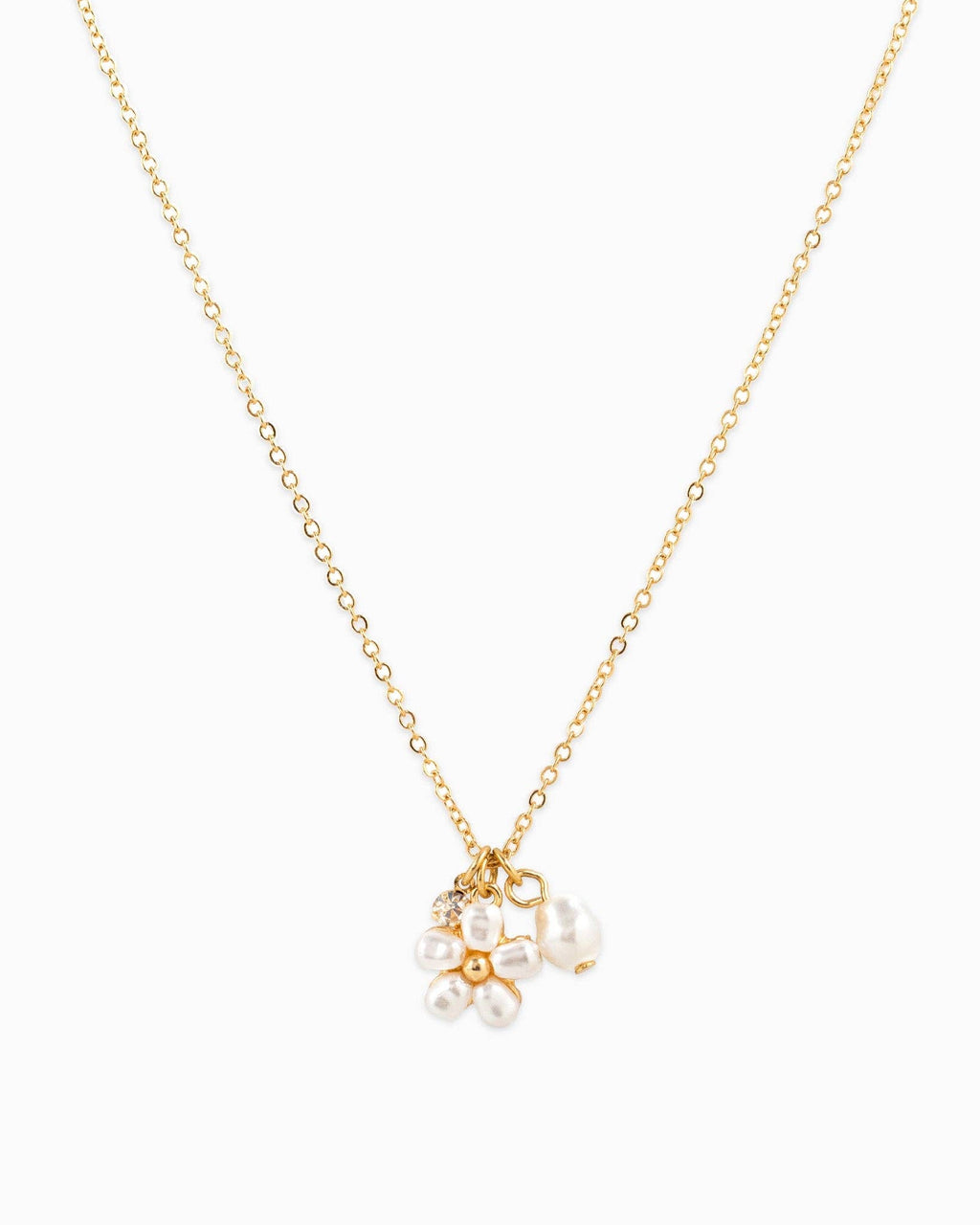 Marie Dainty Stone & Pearl Flower Charm Necklace - Rose & Olivia Boutique
