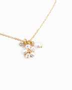 Marie Dainty Stone & Pearl Flower Charm Necklace - Rose & Olivia Boutique