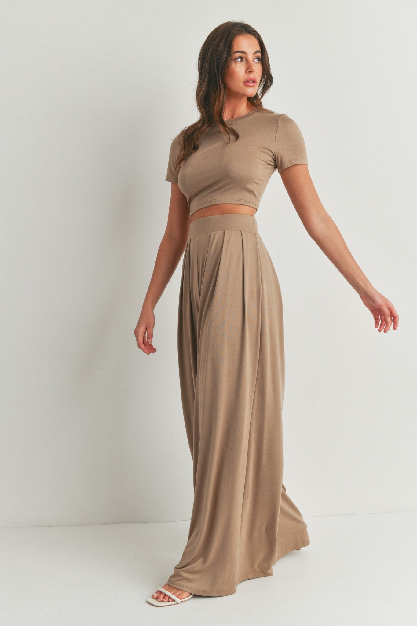 Mila Crop top & Bottoms set - Toast - Rose & Olivia Boutique