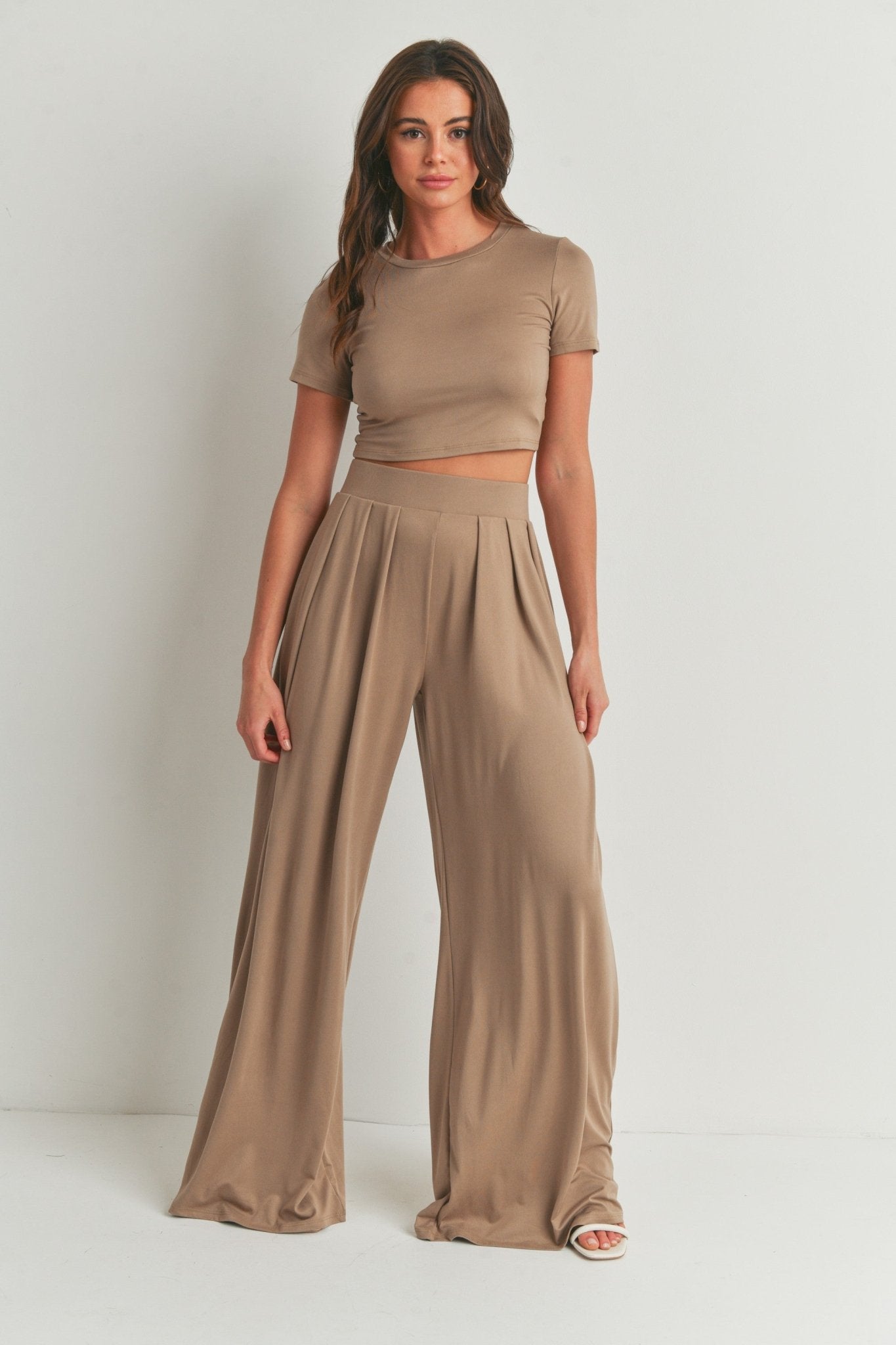 Mila Crop top & Bottoms set - Toast - Rose & Olivia Boutique