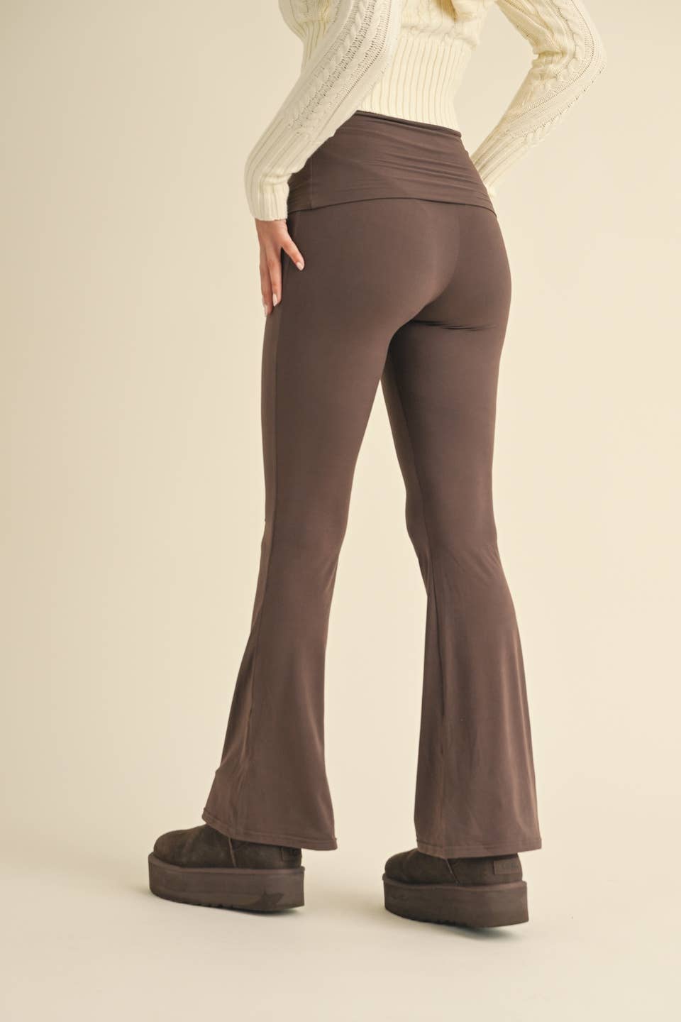 On the go Fold over Flare Pants - Rose & Olivia Boutique
