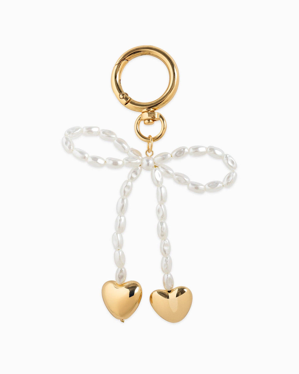 Pearly Bow Drop Heart Bag Charm: - Rose & Olivia Boutique