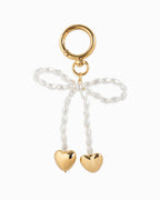 Pearly Bow Drop Heart Bag Charm: - Rose & Olivia Boutique