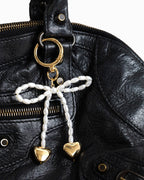 Pearly Bow Drop Heart Bag Charm: - Rose & Olivia Boutique