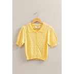 Pointelle Open Knit Puff Sleeve Top - Rose & Olivia Boutique