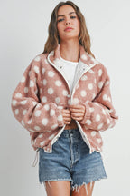 Polka Dot Button Down Jacket - Mauve - Rose & Olivia Boutique