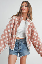 Polka Dot Button Down Jacket - Mauve - Rose & Olivia Boutique