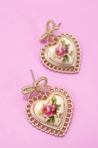 ROSE CERAMIC PORCELAIN BOW DROP EARRINGS - Rose & Olivia Boutique
