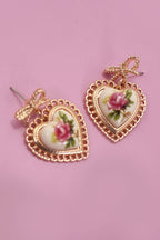 ROSE CERAMIC PORCELAIN BOW DROP EARRINGS - Rose & Olivia Boutique
