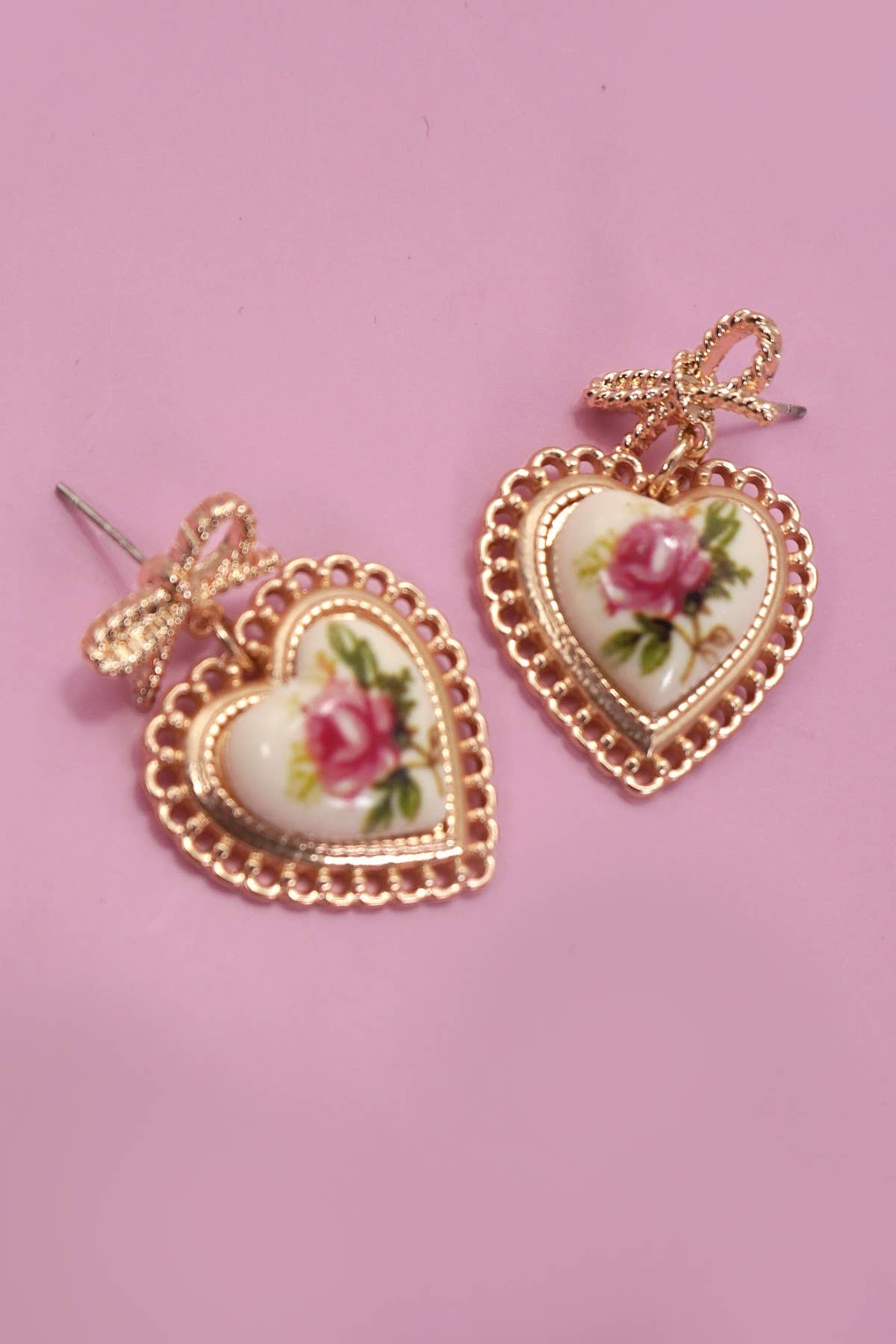 ROSE CERAMIC PORCELAIN BOW DROP EARRINGS - Rose & Olivia Boutique