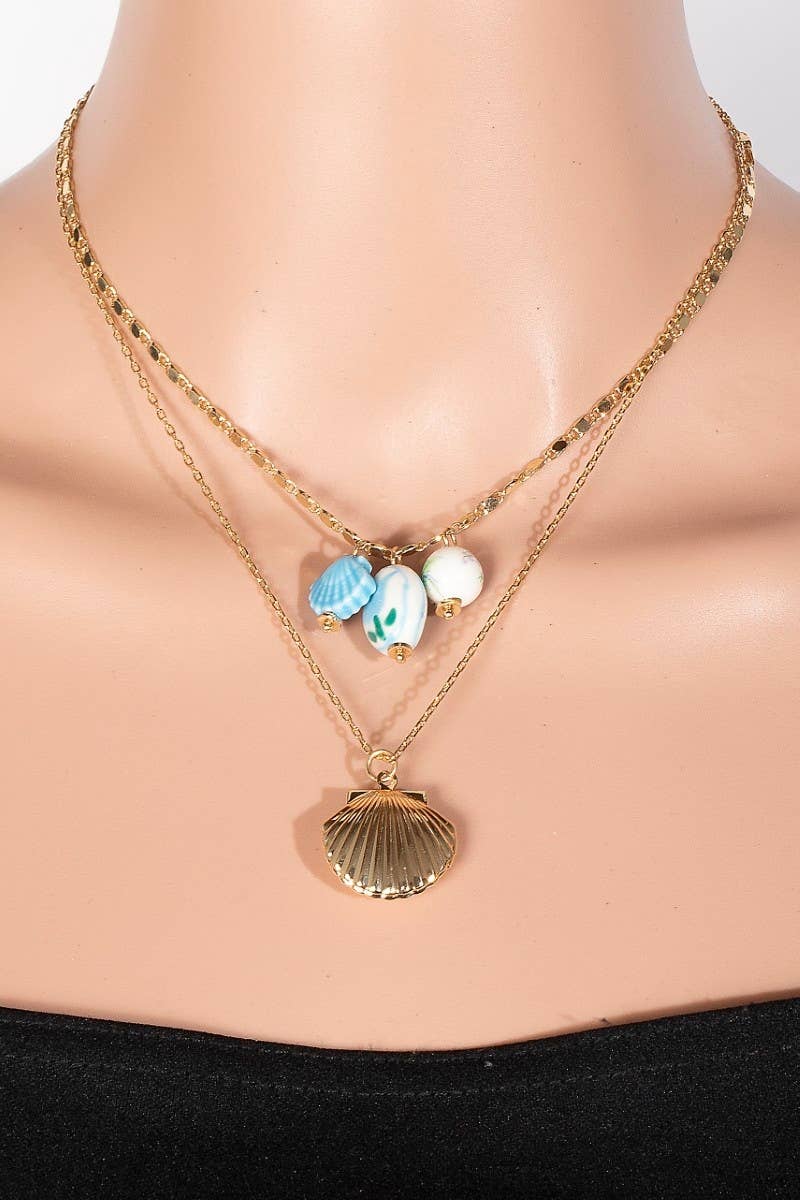 Seaside Layered Charm Necklace - Rose & Olivia Boutique