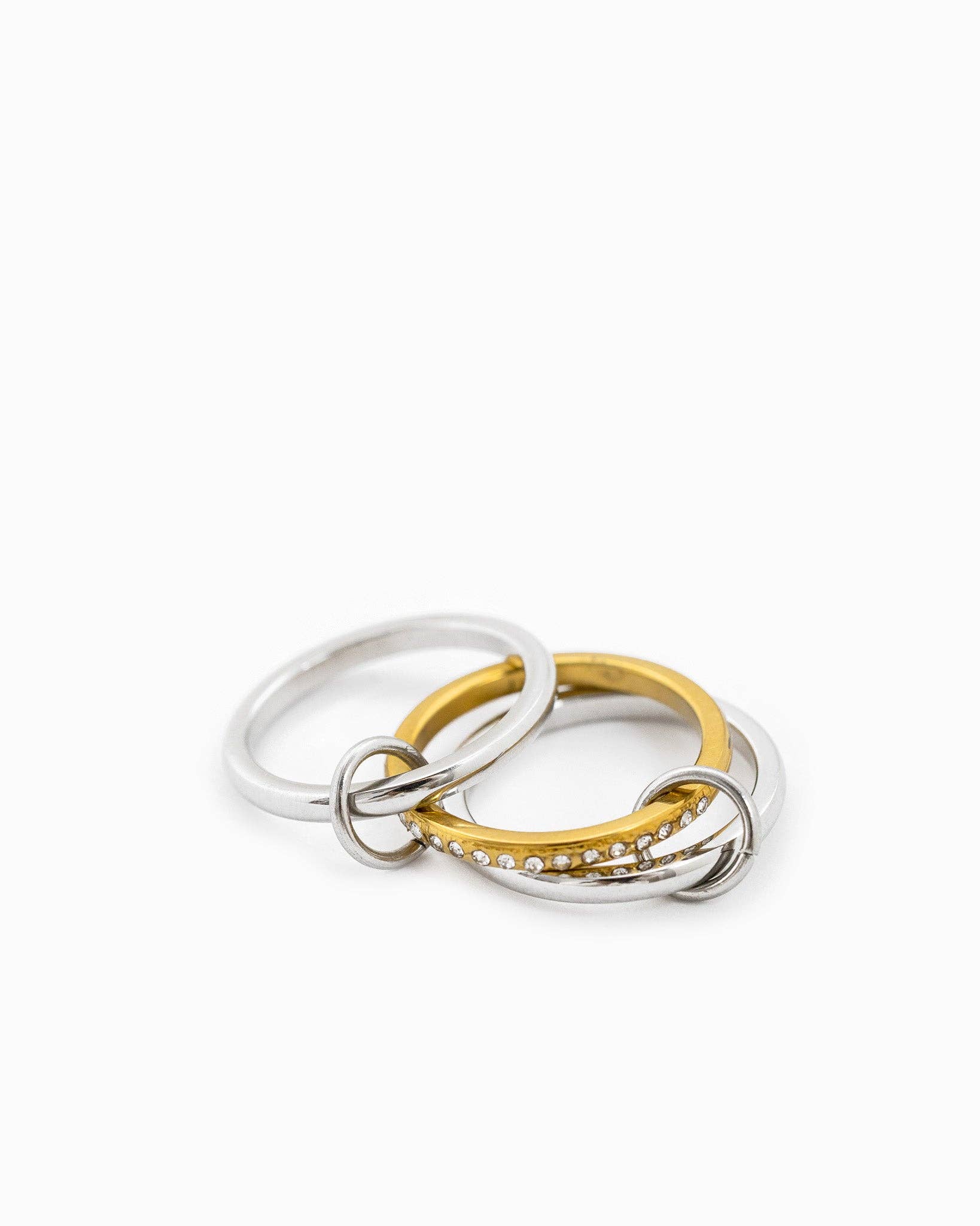 Stainless Two - Tone Interlocking CZ Ring - Rose & Olivia Boutique