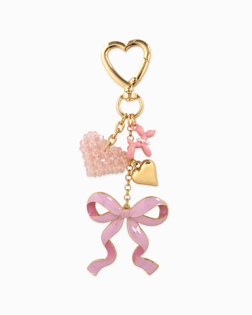Sweet Bow with Beaded Heart Bag Charm: Pink - Rose & Olivia Boutique