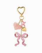 Sweet Bow with Beaded Heart Bag Charm: Pink - Rose & Olivia Boutique