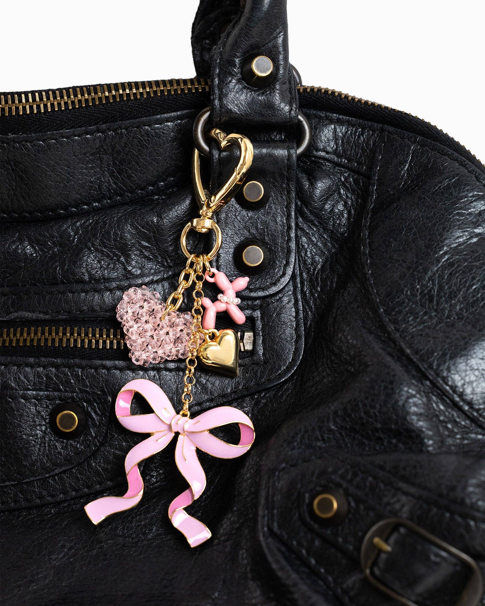 Sweet Bow with Beaded Heart Bag Charm: Pink - Rose & Olivia Boutique