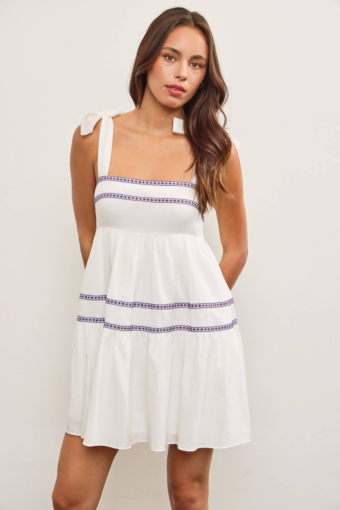 TIED SHOULDER RUFFLE TIERED DRESS - Rose & Olivia Boutique
