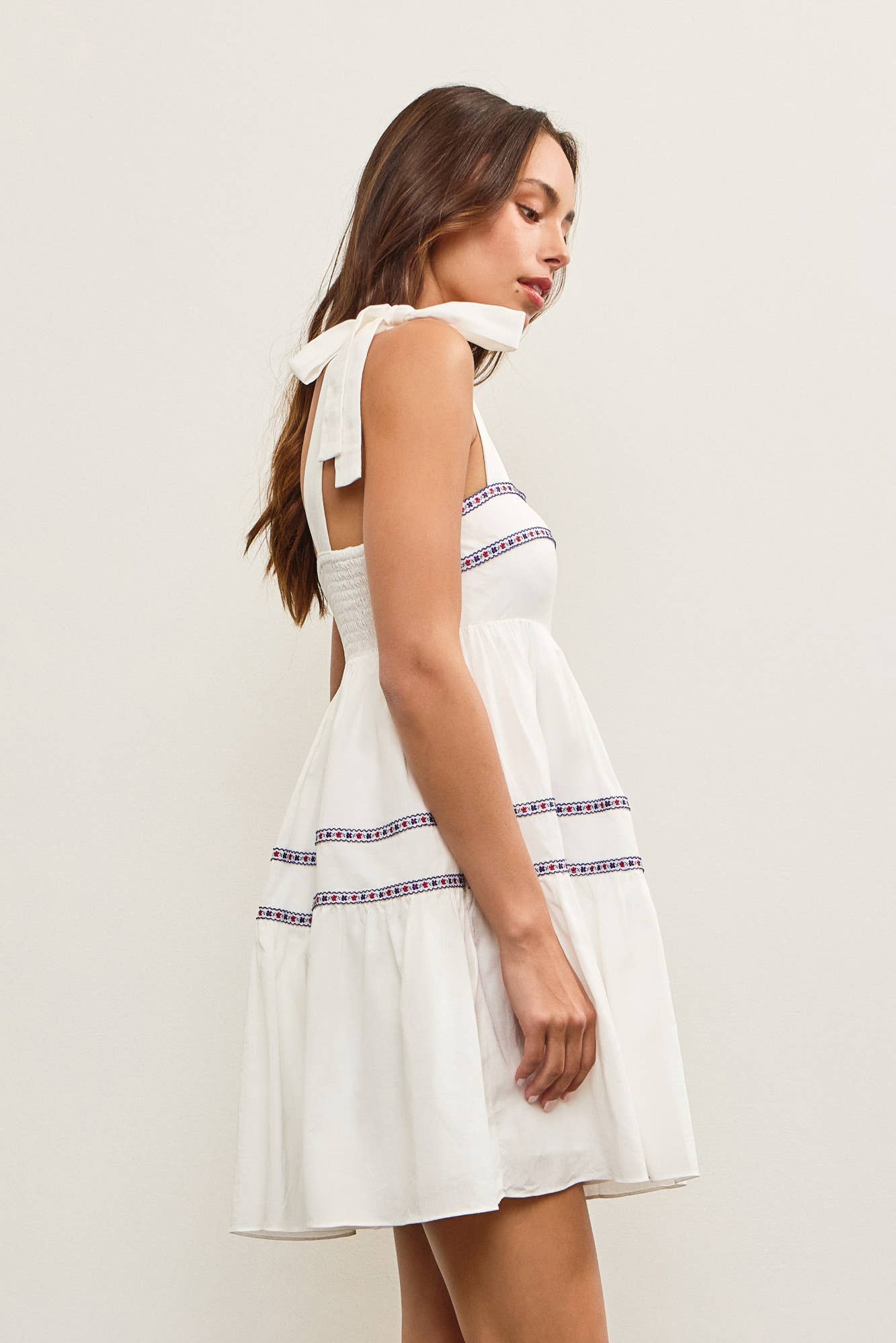 TIED SHOULDER RUFFLE TIERED DRESS - Rose & Olivia Boutique